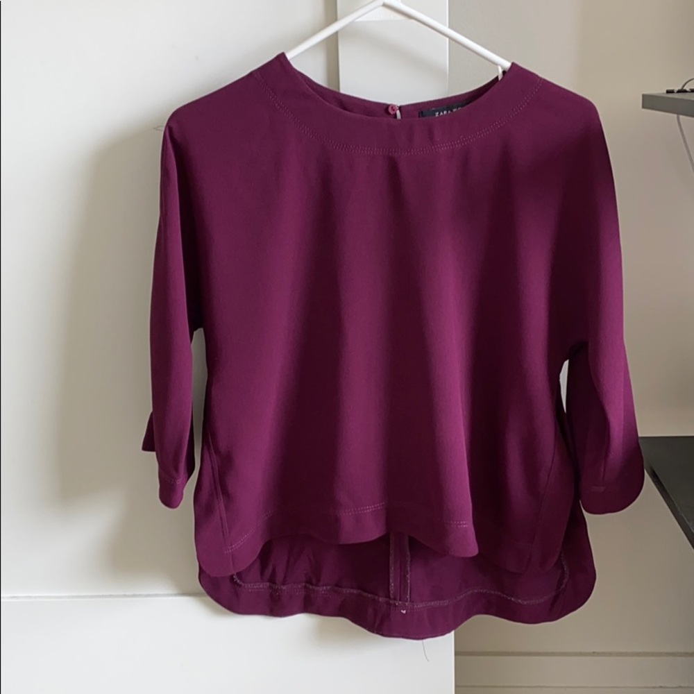 Zara Mulberry 3/4 Sleeve Top, Size XS